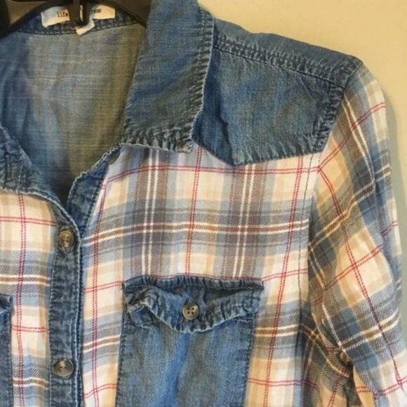 Life in progress medium plaid button dow - Picture 3 of 4